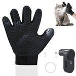 Qpets Pet Grooming Glove for Cats and Dogs with 15ml USB Rechargeable Mist Sprayer | Soft Silicone Bristles for Bathing and Shedding Control