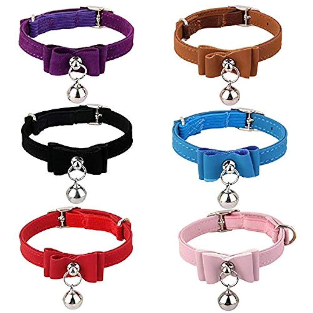 Qpets® Adjustable Cat Belt Strong Breakaway Buckle Collar with Bell Velvet Neck Strap for Small and Medium Cats Safety Comfort 33.5CM Red Pack of 1 3 PCS