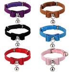 Qpets® Adjustable Cat Belt Strong Breakaway Buckle Collar with Bell Velvet Neck Strap for Small and Medium Cats Safety Comfort 33.5CM Red Pack of 1 3 PCS