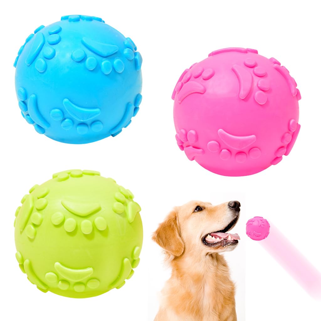 Qpets Dog Ball Toys for Fetch Play with 2.5 in Squeaky Design and TPR Material | 3 Pack