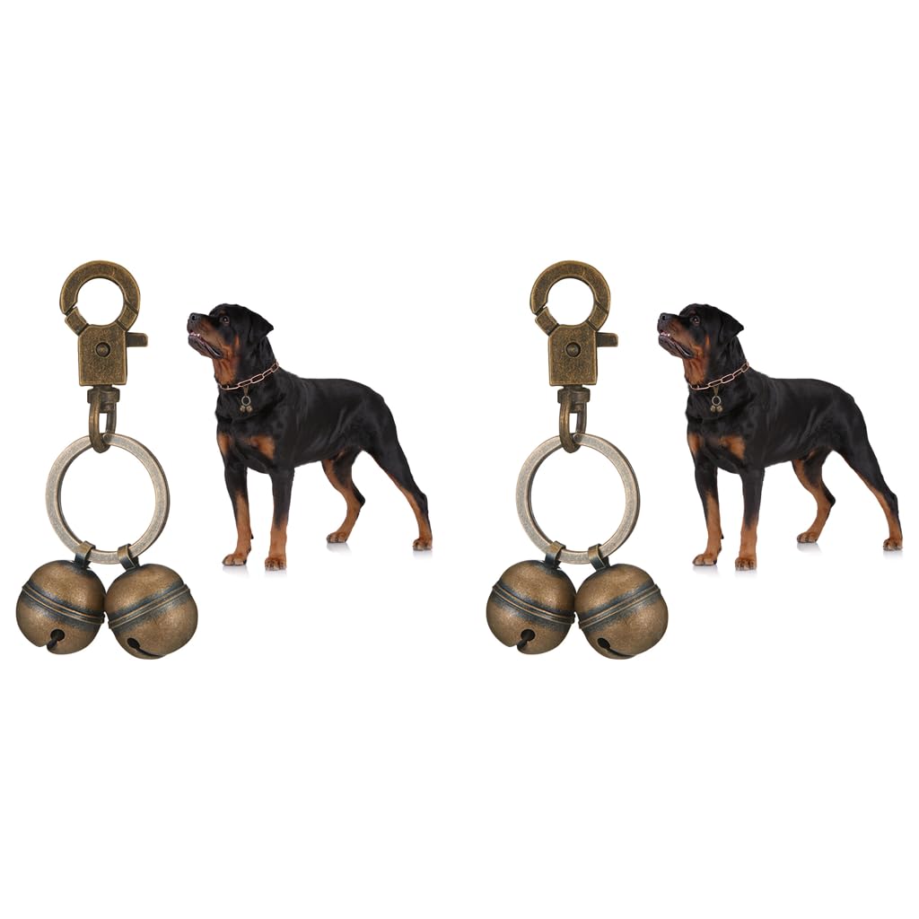 Qpets Adjustable Dog Collar Charm for Pets with Brass Twin Safety Bells | 2PCS Vintage Accessory