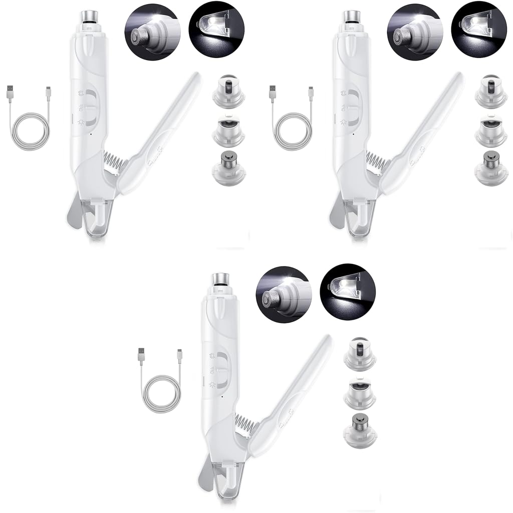 Qpets Electric Automatic Pet Grooming Kit with 3 Grinder Ports & LED Lights for Dogs and Cats