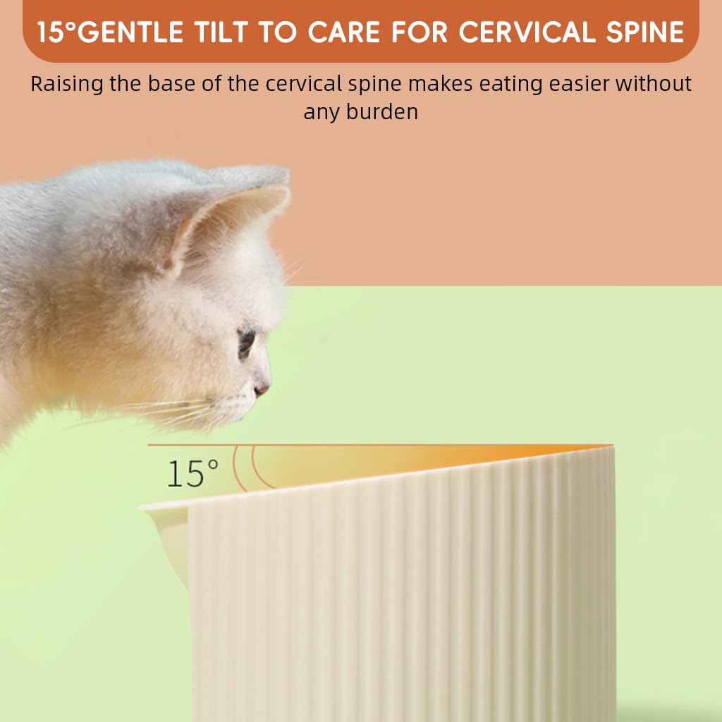 Qpets Raised Cat Bowl for Comfortable Eating with 14cm Tilted Design | Reduces Neck & Joint Strain
