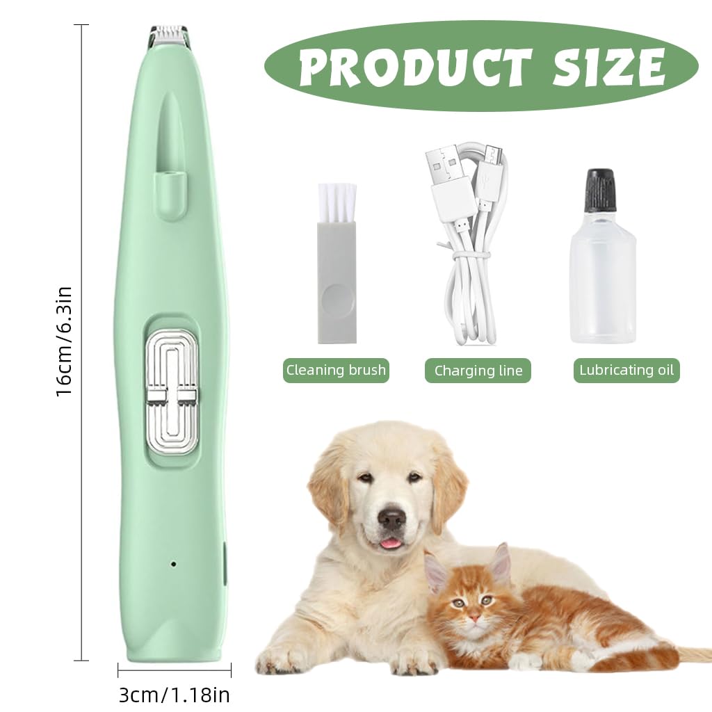 Qpets® Dog Paws Hair Trimmer USB Cordless Dog Hair Trimmer with UV & LED Light Paw Trimmer Pet Fine Hair Trimmer for Hair Around Paws, Buttocks, Wounds, for Dog, Cat, Small Pet