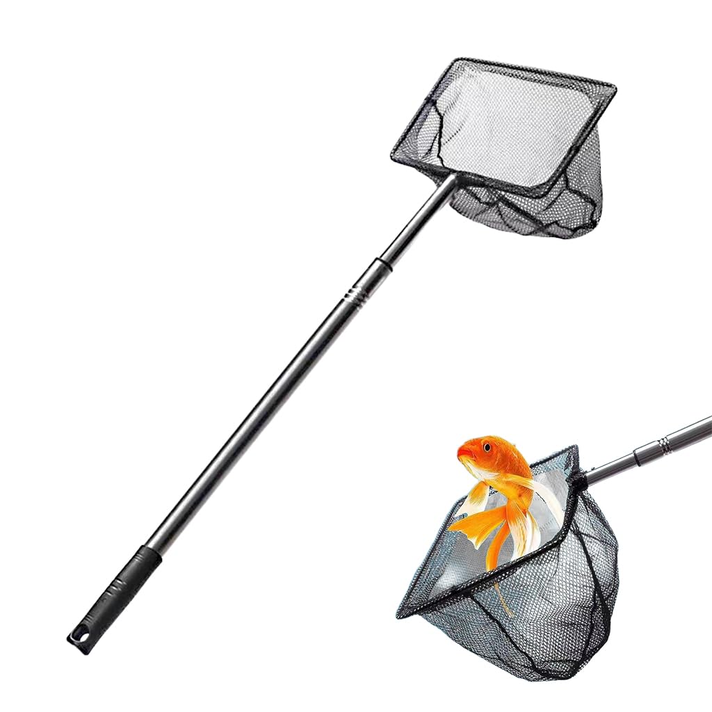 Qpets Aquarium Fish Net for Tank Maintenance with 19–33 in Telescopic Handle and Fine Nylon Mesh