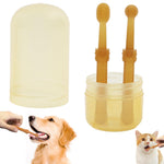Qpets Dog Toothbrush 2pcs Set for Cats and Dogs with Silicone Bristles and Tongue Scraper | Includes Storage Box for Hygienic Pet Dental Care