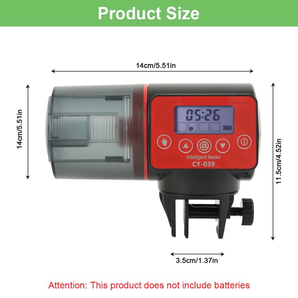 Qpets Automatic Fish Feeder for Aquariums with 200ml Capacity and Adjustable Outlet | Digital LCD Timer for Scheduled Feeding