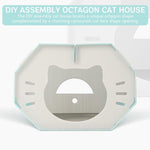 Qpets Cat House with Openable Roof and Scratcher Mat, 42x36x30cm BPA-Free PP | Octagon Design