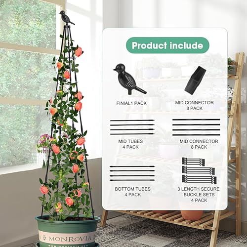 Qpets® 120CM Trellis for Climbing Plants - Plastic Climber Support for Plants - Adjustable Triangle Creeper Plant Support Plant Climbers Sticks Clematis,Roses,Ivy