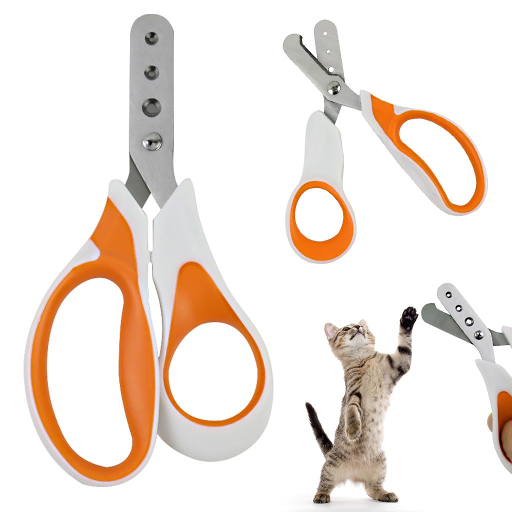 Qpets Cat Nail Clipper for Safe Trimming with 1.5mm 2mm 3mm Guard Holes and Stainless Steel Blades