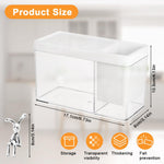 Qpets Compact Desk Betta Fish Tank for Home and Office Decor featuring Slotted Roof and Built in Storage 17.1x8x10.5cm