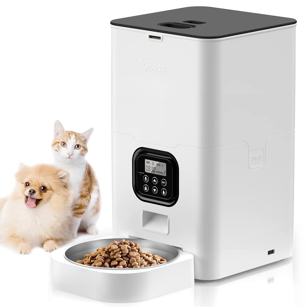 Qpets Automatic Dog Feeder 6L Pet Food Dispenser with Voice Recording & Dual Power | Easy Feeding for Cats and Dogs
