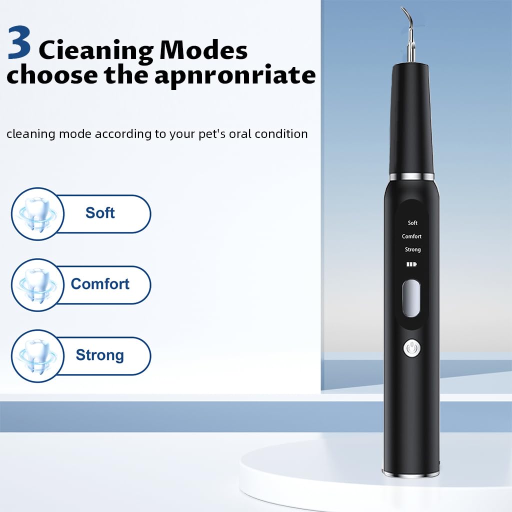 Qpets Electric Teeth Plaque Remover for Dogs with 3-Speed USB Rechargeable Design | Includes 2 Stainless Steel Tips and Dental Mirror