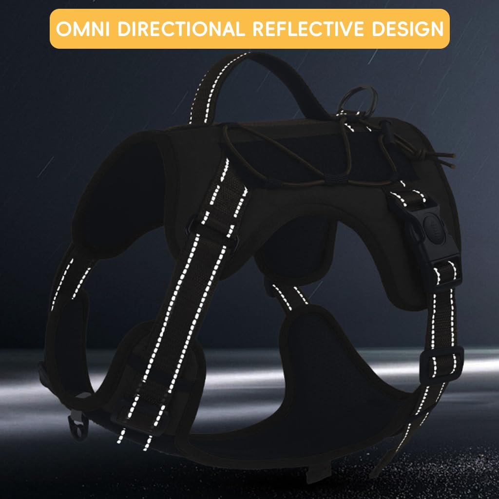 Qpets® Adjustable Dog Harness, Dog Belt Upgraded Seat Belt Buckle, No-Pull Pet Harness Easy Control & Military Standard Material - XL, Chest (Min 26.7'' - Max 36.6" inches)