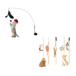 Qpets Interactive Cat Toys Set of 5 with Teaser Wand and Natural Feather Mouse for Indoor Cats