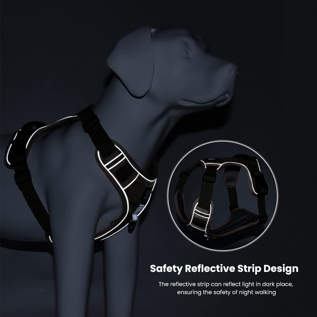 Qpets® Dog Harness, Dog Vest Harness with Utility Zipper Pouch Outdoor Oxford Cloth Dog Vest Harness with Handle & D Ring, 360° Safety Reflective Strip Adjustable Harness for Dog(7.5-14kg, M)