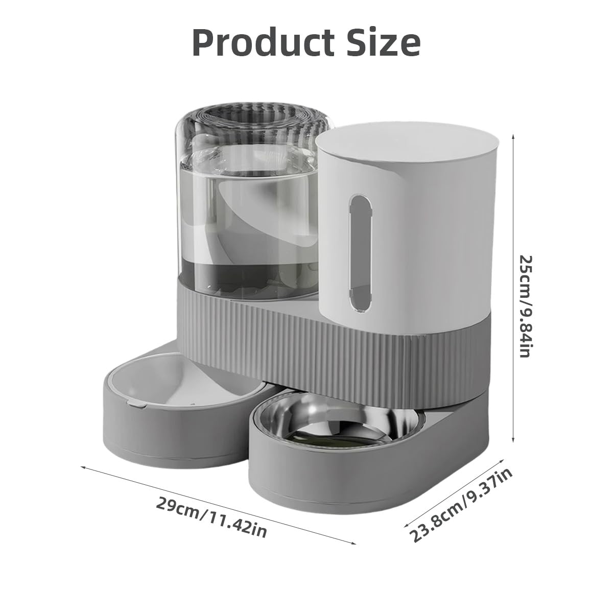 Qpets Dog Cat Feeder for Automatic Food and Water with 2.3L Capacity | No Jam Design