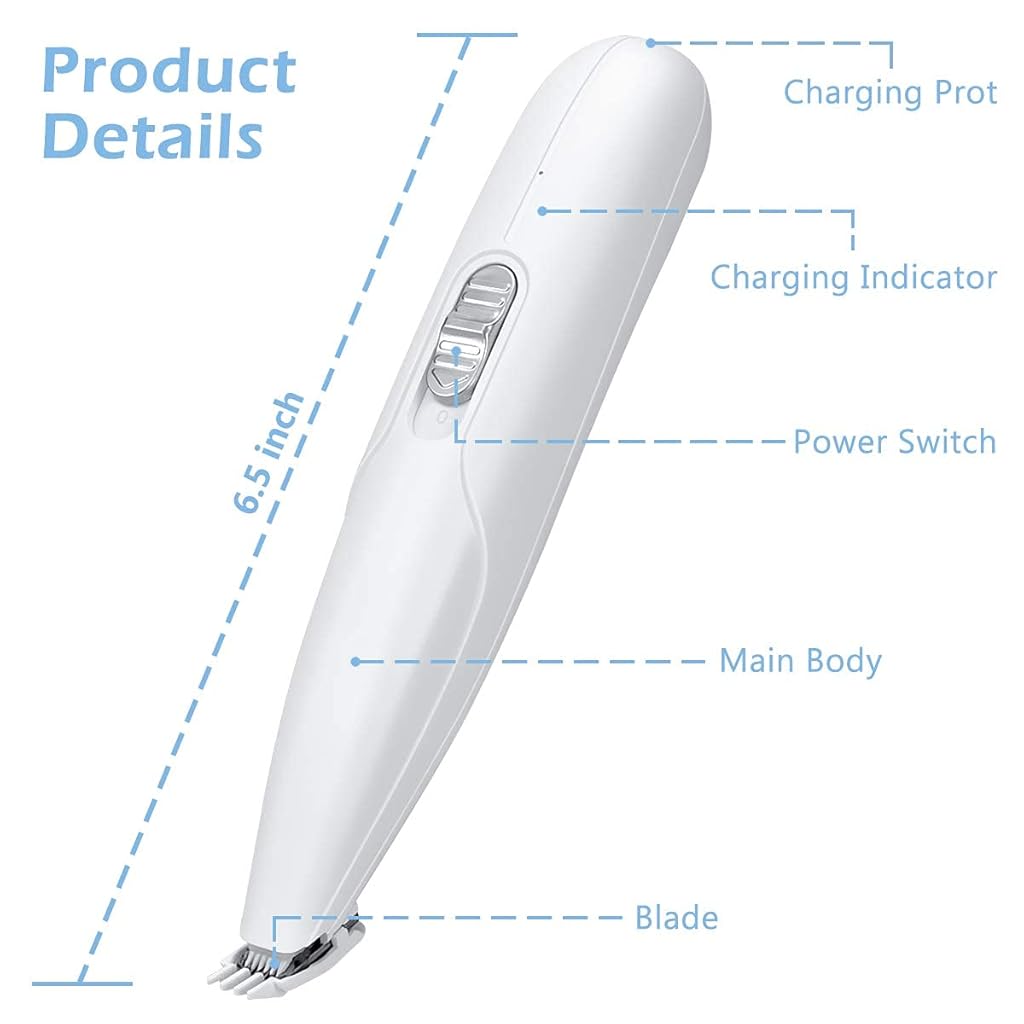 Qpets® Professional Cat Dog Trimmer for Paw - Cordless Pet Grooming Clipper with USB Recharge, Two-Speed Quiet Motor, Skin-Friendly Stainless & Ceramic Blade, Compact Design for Cat and Dog Care