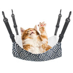 Qpets® Pet Hammock for Cage Plush Thermal Pet Hammock Winter Warm Cat Hammock 4 Adjustable Straps Design Small Pet Double Side Print Hammock for Cage, 35x53cm