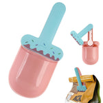 Qpets® Dog Food Scoop, Pet Litter Food Scoop Set with Sealing Clip Handle and Canning Spoon - Pet Feeding Spoon Dry Food and Multipurpose Can Food Scoops for Cats and Dogs - Ice Cream Color