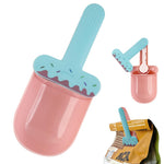 Qpets Dog Food Scoop Set for Cats and Dogs with Sealing Clip Handle and Canning Spoon | Ice Cream Color