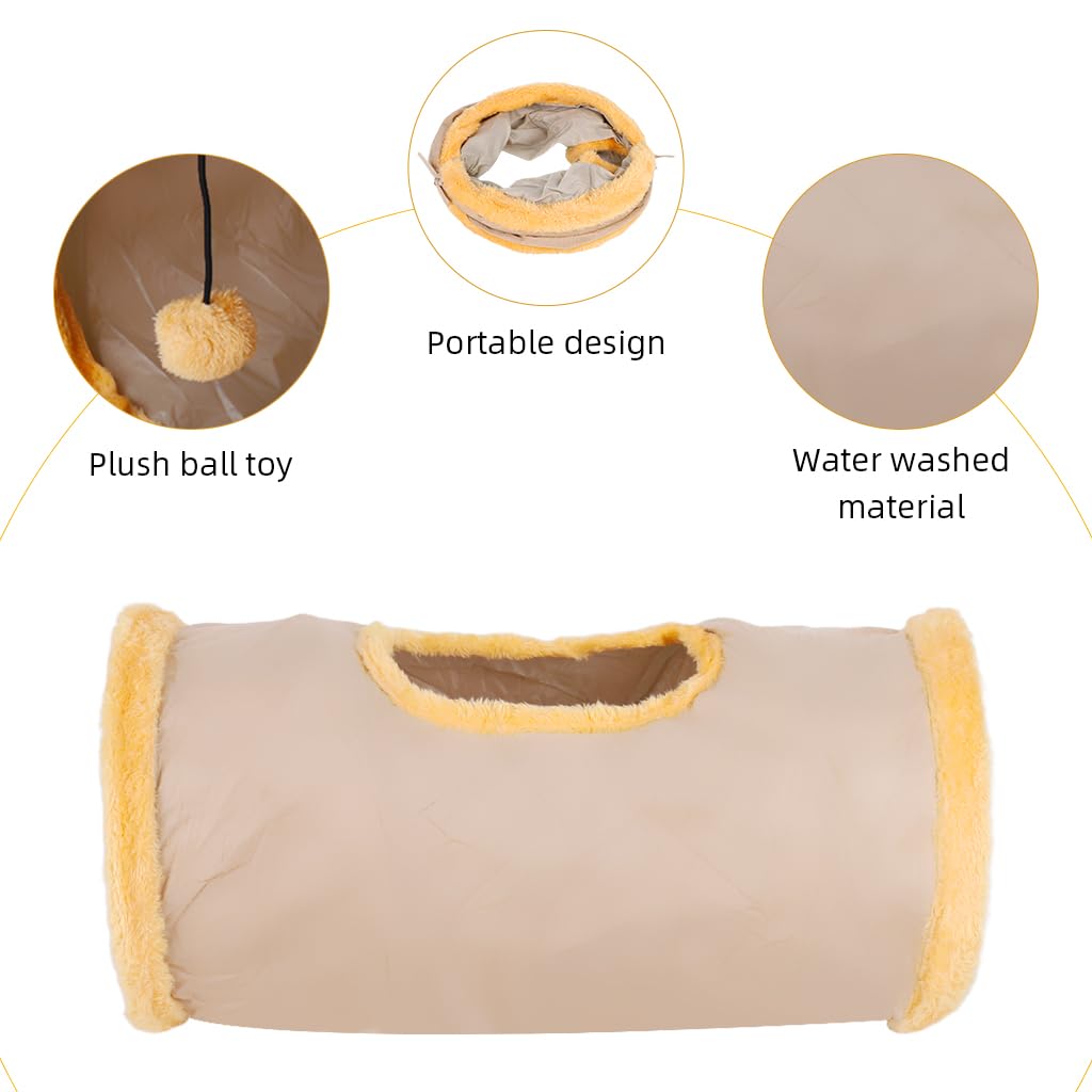 Qpets Cat Play Tunnel for Hiding and Exercise with 25cm Top Opening | Collapsible Plush 50cm Cave