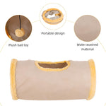 Qpets Cat Play Tunnel for Hiding and Exercise with 25cm Top Opening | Collapsible Plush 50cm Cave