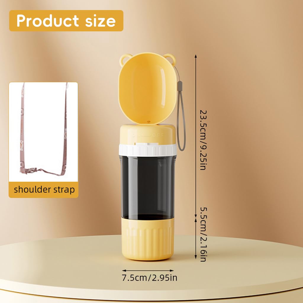 Qpets Pet Bowl Cap Portable Dog Feeder for Travel with 400ml Water and 180ml Food Storage | BPA-Free Detachable Design