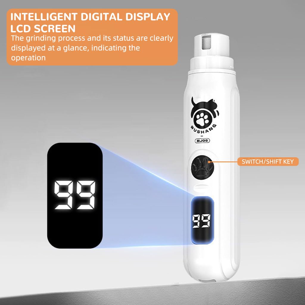 Qpets Dog Nail Grinder with Diamond Grinding Wheel and Dual Slot Safety Cap | 3-Speed USB Rechargeable Design