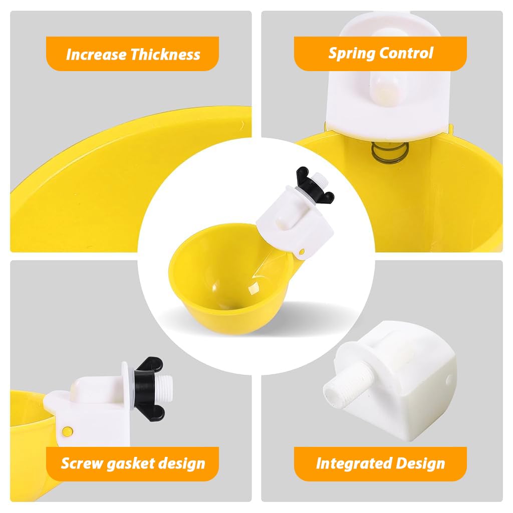 Qpets Chicken Water Cups for Poultry with Auto Refill System 3.35 in Bowls | Pack of 6