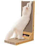 Qpets Cat Scratcher for Furniture Protection featuring 26.8 in L Shape Board with Toy Ball | Cardboard Claw Care Toy