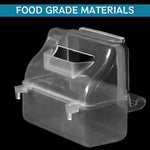Qpets Bird Food Dispenser for Cages with Perch Rod and Transparent Design 11.5×5.2×9.2 cm | Food‑Grade Plastic for Small & Medium Birds