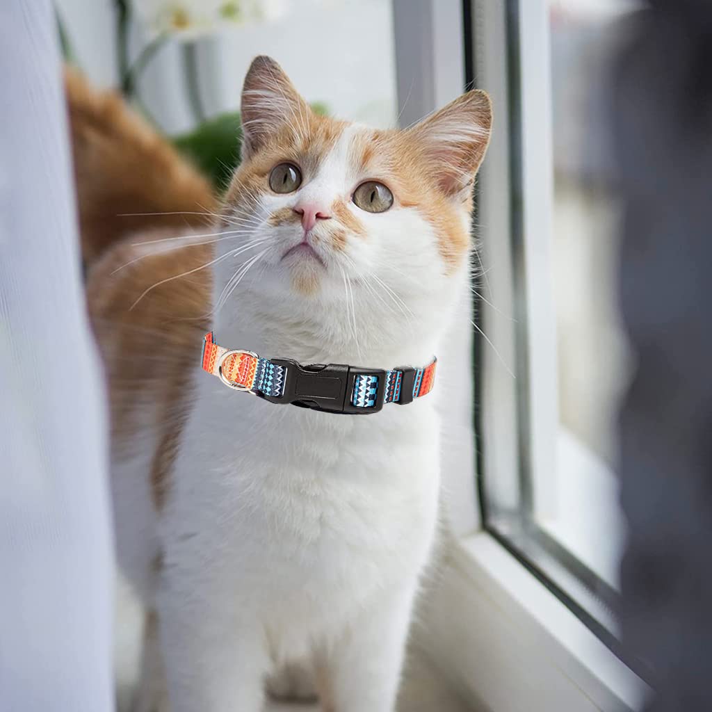 Qpets® Bohemia Style Dog Collar, Nylon Pet Collar for Dogs with Quick Release Buckle & D-Ring (L, 40-60CM)