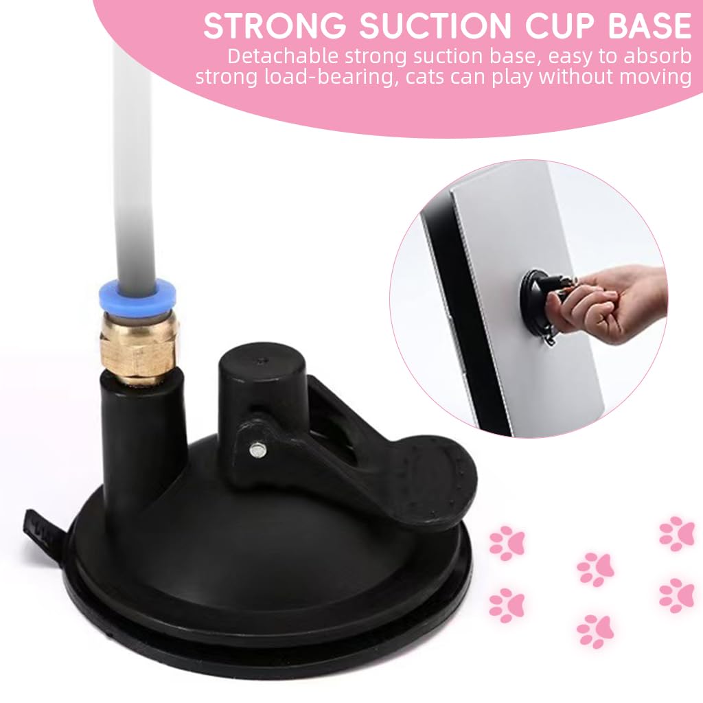 Qpets Cat Toys for Indoor Play with Suction Cup Base and Fiberglass Teaser Wand | Pink Feather Attachment