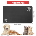 Qpets Cat Dog Food Mat 50x30cm for Feeding Areas with Quick-Dry Diatom Surface | Non-Slip Black Floor Protection