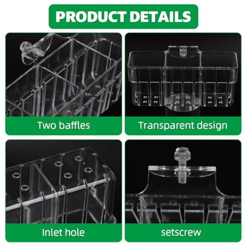 Qpets® Aquarium Plant Basket 3-Compartment Acrylic for Fish Tank Hanging Hydroponics with Draining Holes Accessories 2PCS