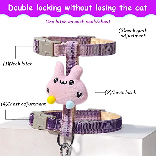 Qpets® Cat Harness and Leash Set 3 Pack Adjustable Soft Walking with Quick Release Buckle for Small Medium Kittens 25-41CM Chest 20-30CM Neck