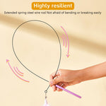 Qpets Cat Toy Set for Indoor Cats with Stainless Wire Wand and Flower Suction Cup Base