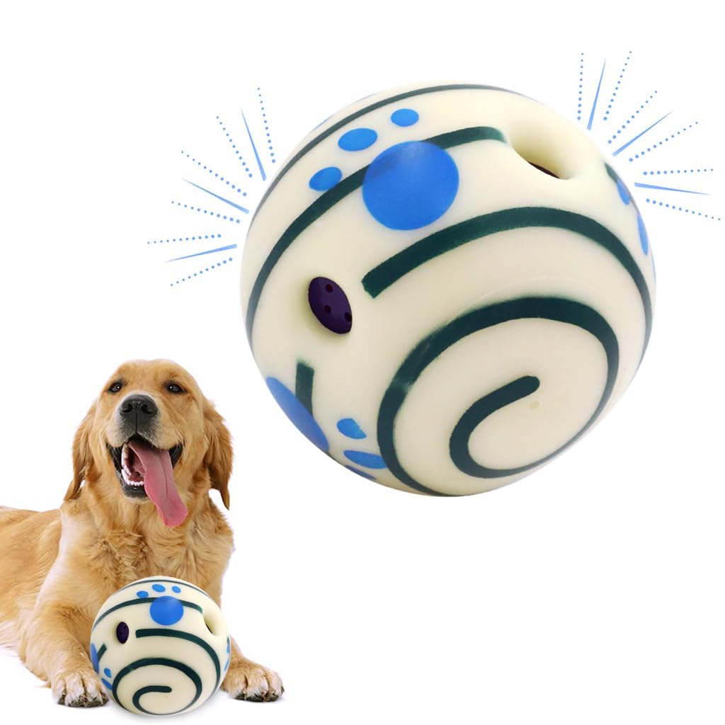 Qpets Interactive Dog Toy Ball for Fetch and Training with 14cm Glow Sound Tubes | Eco PVC