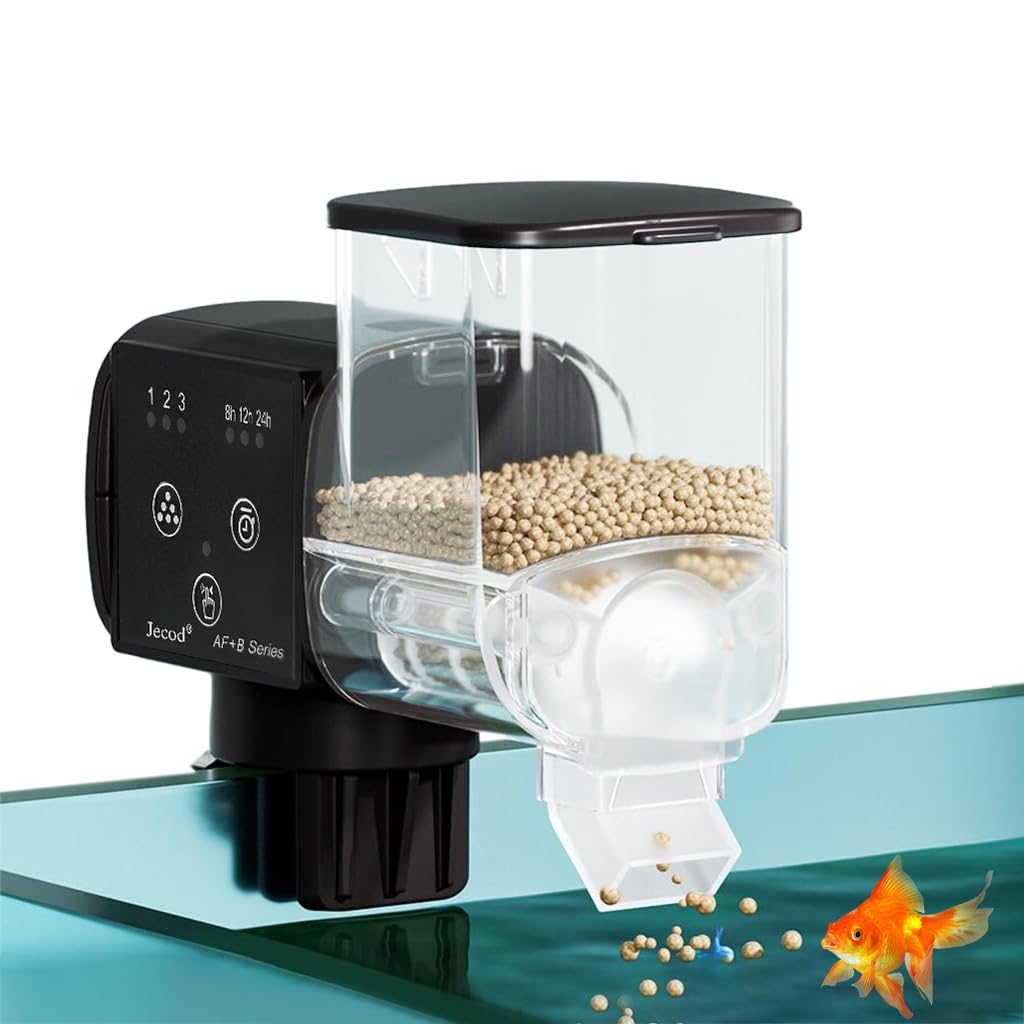 Qpets Auto Fish Feeder for Home and Travel with 250 ml Capacity | Adjustable Silent Feeding