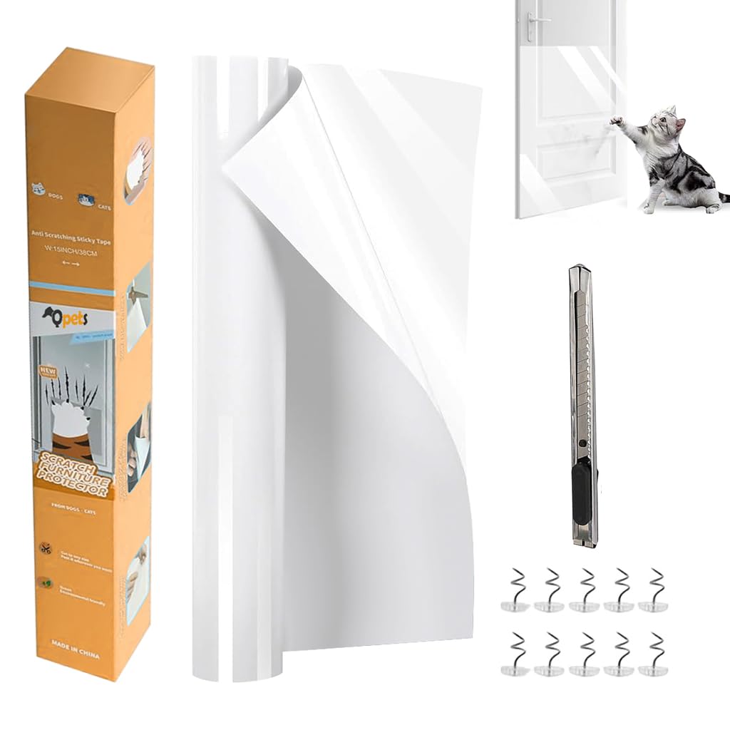 Qpets Cat Scratcher Pad for Furniture Protection featuring Self-Adhesive Clear PVC 45x100cm