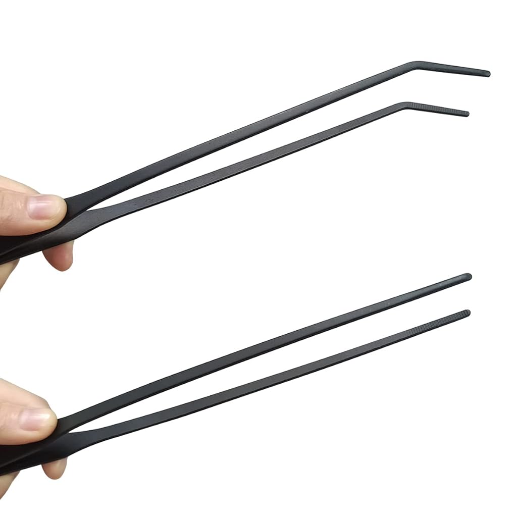 Qpets® 6PCS Aquarium Aquascaping Tools for Fish Tank Stainless Steel Pointed Curved Tweezers Set 27cm 10.6 inches Planted Accessories Weather Resistant