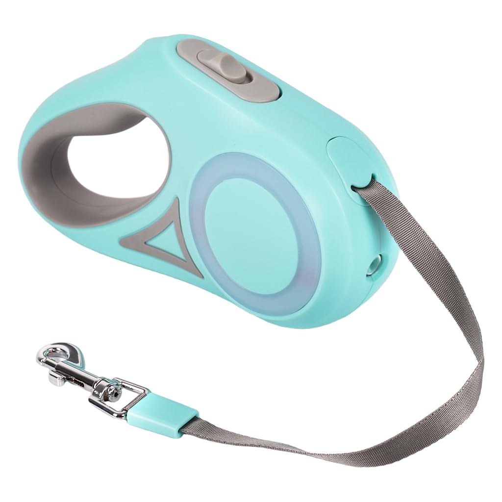 Qpets LED Retractable Dog Leash for Night Walks with 9.8 ft Tape and 360° Swivel Clasp | Green