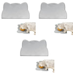 Qpets Pet Feeding Mat for Dogs and Cats with Raised Edge Tray 44x24cm 3 pcs Silicone Grey