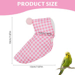 Qpets Bird Clothes for Winter with Snap Button Closure and Pink Checkered Plush Cloak | Cozy Hooded Coat for Parrots