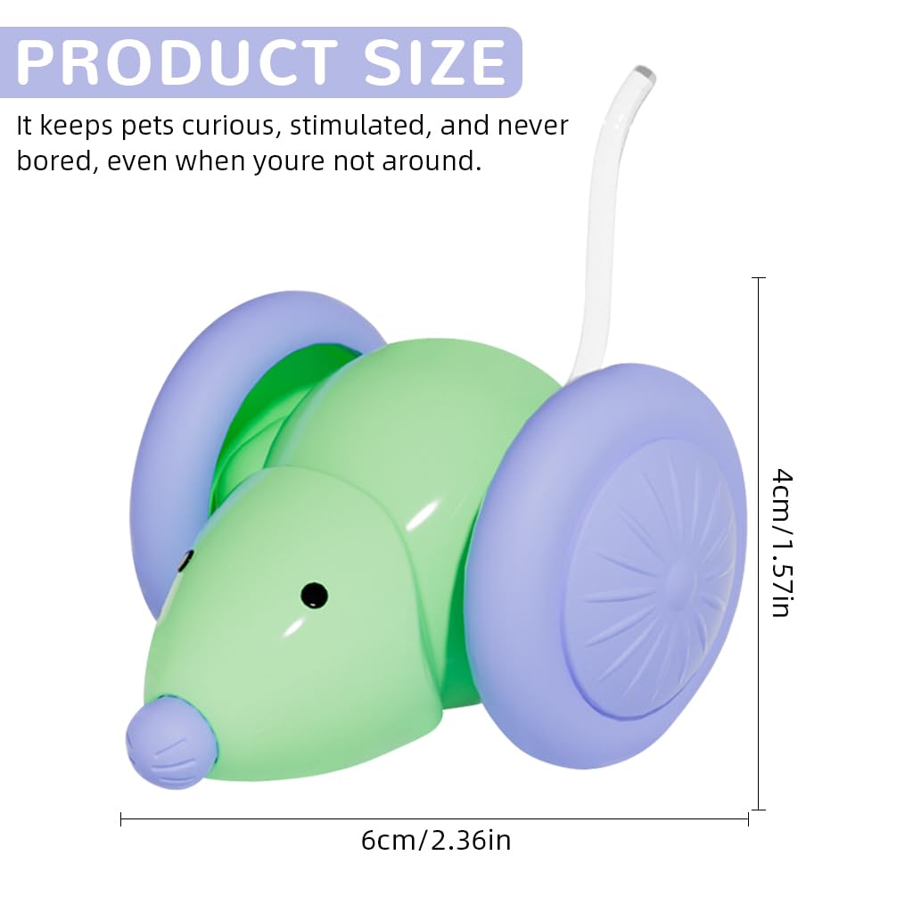 Qpets Auto Run Cat Mouse Toy with Motion Activation and Fluorescent Tails for Indoor Cats