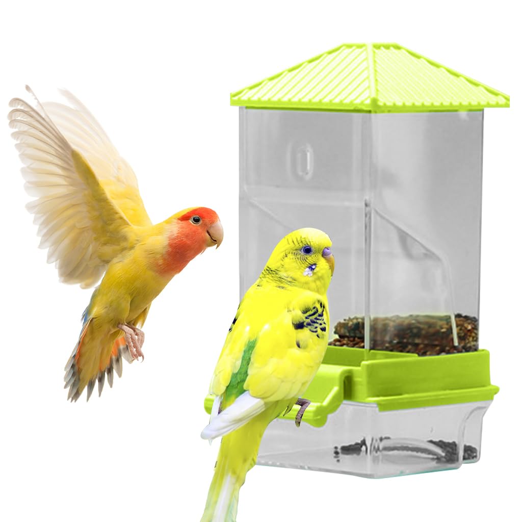 Qpets Parrot Feeder for Cage Birds with No Jam Design and Removable Tray 7.9x8.3x18.5 cm