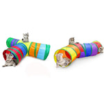 Qpets Cat Tunnel Combo for Indoor and Outdoor Play with 3 and 2 Way 25 cm × 80 cm Tubes | Foldable Rainbow Toy Set