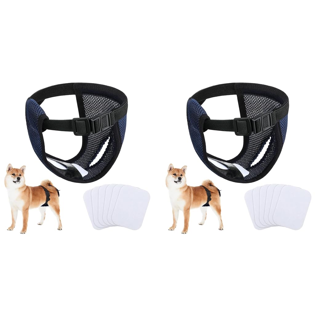 Qpets Dogs Diapers Female for Pet Use with 6 Absorption Cotton Pads | Breathable Mesh Fabric 2PCS