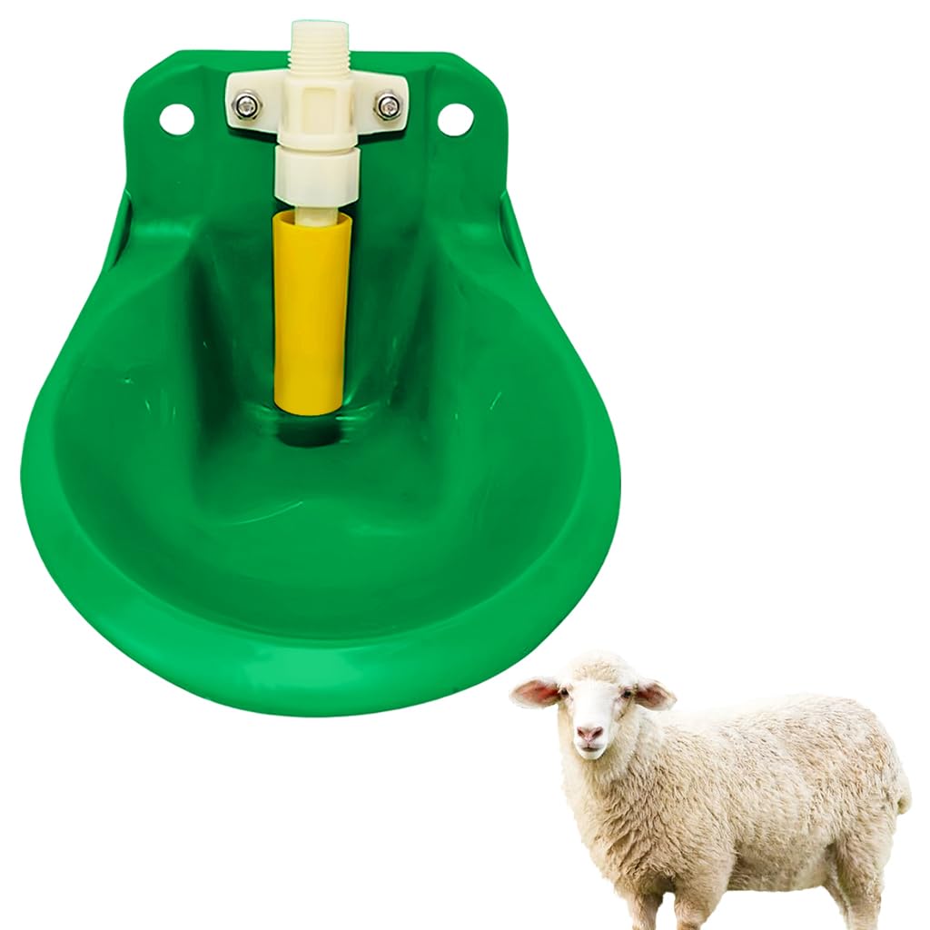 Qpets Sheep Water Bowl with Float Valve and Screw-Fixed Mount | G1/2 Fitting for Goats